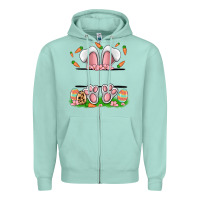 Seafoam easter costom name rabbit Zipper Hoodie - MaliasSmallBusiness