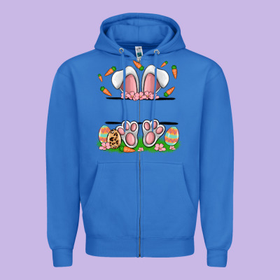 Easter Costom Name Rabbit Zipper Hoodie Designed By Maliassmallbusiness