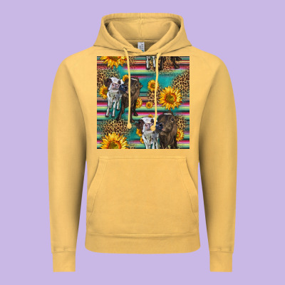 Two Cute Heifers Seamless Pattern Vintage Hoodie Designed By Hra Design Shop