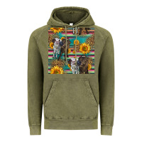 Vintage Olive two cute heifers seamless pattern Vintage Hoodie - HRA Design Shop
