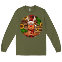 Army Green Cute reindeer Christmas Long Sleeve Tee - Jasminsmagicworld