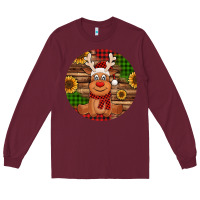 Burgundy Cute reindeer Christmas Long Sleeve Tee - Jasminsmagicworld