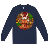 Navy Cute reindeer Christmas Long Sleeve Tee - Jasminsmagicworld