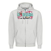 Dove Grey nursing in my heart Zipper Hoodie - MaliasSmallBusiness