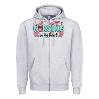 Heather Grey nursing in my heart Zipper Hoodie - MaliasSmallBusiness