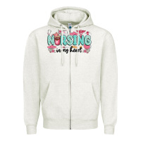 Oatmeal Heather nursing in my heart Zipper Hoodie - MaliasSmallBusiness