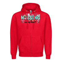 Red nursing in my heart Zipper Hoodie - MaliasSmallBusiness