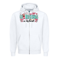 White nursing in my heart Zipper Hoodie - MaliasSmallBusiness