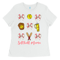 White softball coquette bow Ladies Tee - JahusDesignShop