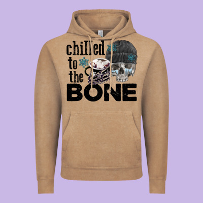 Chilled To The Bone Skull Winter Vintage Hoodie Designed By Fadigitalartstudio