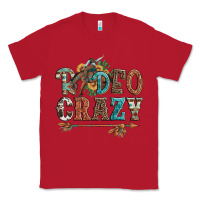 Red rodeo crazy bucking bronco cowboy Classic Tee - Artiststas