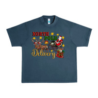 Midnight Navy North Pole Delivery Santa Sleigh Urban Heavy Tee - Artiststas