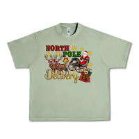 Oil Green North Pole Delivery Santa Sleigh Urban Heavy Tee - Artiststas