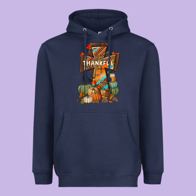 Thankful Fall Cross Heavyweight Hoodie Designed By Bundleandbundleshop