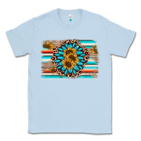 Dusty Blue gemstone sunflower background Classic Tee - AdoDesignShop