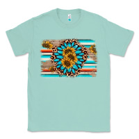 Seafoam gemstone sunflower background Classic Tee - AdoDesignShop