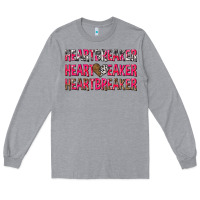 Heather Grey heartbreaker with leopard and cowhide Long Sleeve Tee - NancyCooperArtShop