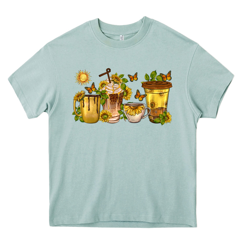 Sunflower Coffee Cups Heavy Core Tee by texasbilliewilder | Teevron