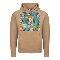 Vintage Coffee turquoise baby pig seamless pattern Vintage Hoodie - HRA Design Shop