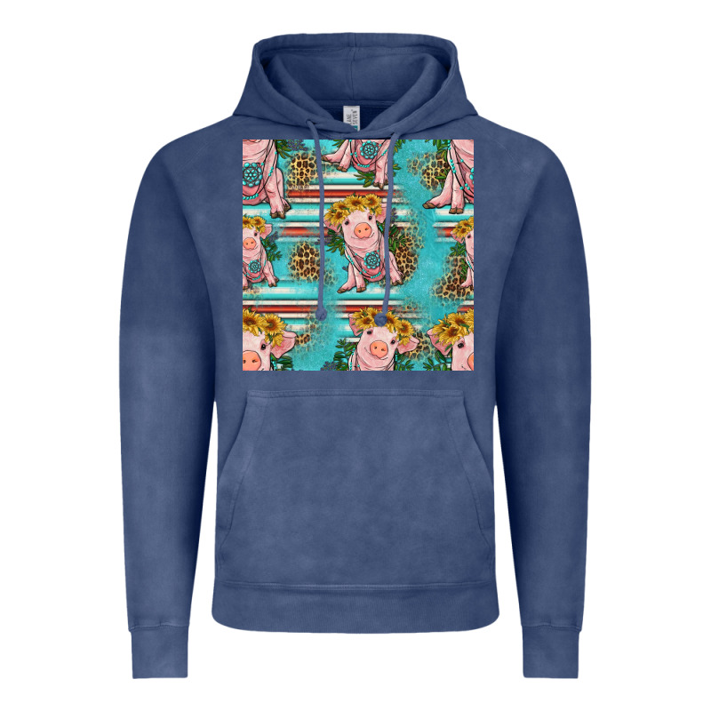 Turquoise Baby Pig Seamless Pattern Vintage Hoodie by HRA Design Shop | Teevron