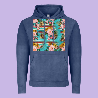 Turquoise Baby Pig Seamless Pattern Vintage Hoodie Designed By Hra Design Shop