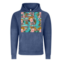 Vintage Denim turquoise baby pig seamless pattern Vintage Hoodie - HRA Design Shop
