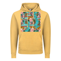Vintage Mustard turquoise baby pig seamless pattern Vintage Hoodie - HRA Design Shop