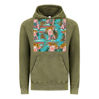Vintage Olive turquoise baby pig seamless pattern Vintage Hoodie - HRA Design Shop