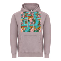 Vintage Zinc turquoise baby pig seamless pattern Vintage Hoodie - HRA Design Shop