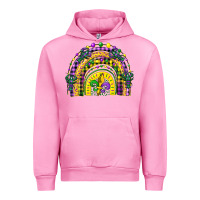 Fuchsia Pink mardi gras rainbow and fleur de lis Urban Hoodie - CowGirlArtShop