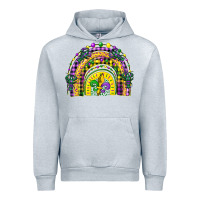 Heather Grey mardi gras rainbow and fleur de lis Urban Hoodie - CowGirlArtShop