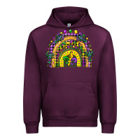 Mauve Wine mardi gras rainbow and fleur de lis Urban Hoodie - CowGirlArtShop