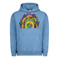 Pigment Pebble Blue mardi gras rainbow and fleur de lis Urban Hoodie - CowGirlArtShop