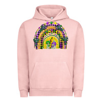 Pigment Salmon mardi gras rainbow and fleur de lis Urban Hoodie - CowGirlArtShop