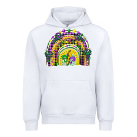 White mardi gras rainbow and fleur de lis Urban Hoodie - CowGirlArtShop