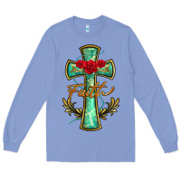 Colony Blue cross faith Long Sleeve Tee - BarkalooDesign