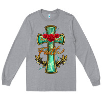Heather Grey cross faith Long Sleeve Tee - BarkalooDesign