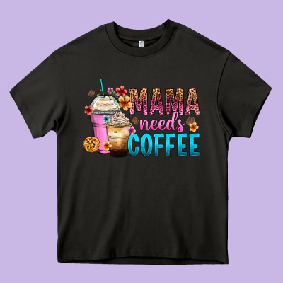 Mama Needs Coffee Heavy Core Tee Designed By Zillion Design Studio