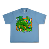 Pebble Blue st patricks lips with horseshoe rainbow and shamrocks Urban Heavy Tee - AdoDesignShop