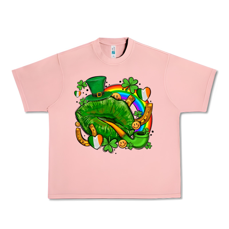 St Patricks Lips With Horseshoe Rainbow And Shamrocks Urban Heavy Tee by AdoDesignShop | Teevron