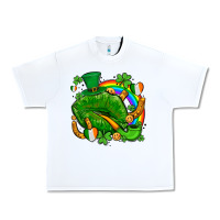 White st patricks lips with horseshoe rainbow and shamrocks Urban Heavy Tee - AdoDesignShop