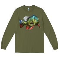 Army Green Peacock Bass Illustrations Long Sleeve Tee - LillyAllenDesigns
