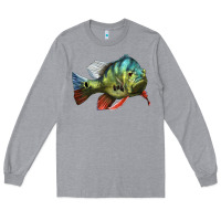 Heather Grey Peacock Bass Illustrations Long Sleeve Tee - LillyAllenDesigns