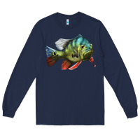 Navy Peacock Bass Illustrations Long Sleeve Tee - LillyAllenDesigns