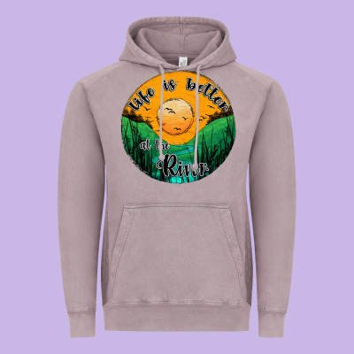 Life Is Better At The River Vintage Hoodie Designed By Jahusdesignshop