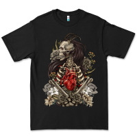 Black floral skeleton Premium Tee - RanaPortraitStore