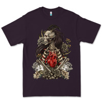Plum floral skeleton Premium Tee - RanaPortraitStore