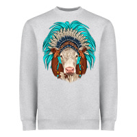 Heather Grey hereford indian headdress Heavyweight Sweatshirt - JahusDesignShop