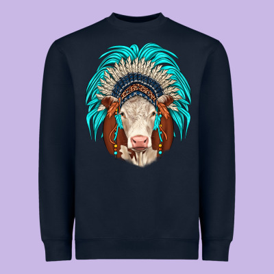 Hereford Indian Headdress Heavyweight Sweatshirt Designed By Jahusdesignshop