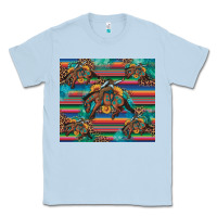 Dusty Blue bucking bronco serape turquoise Classic Tee - Artiststas